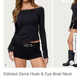 Edikted Black Studded Long Sleeve Top